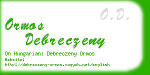 ormos debreczeny business card
